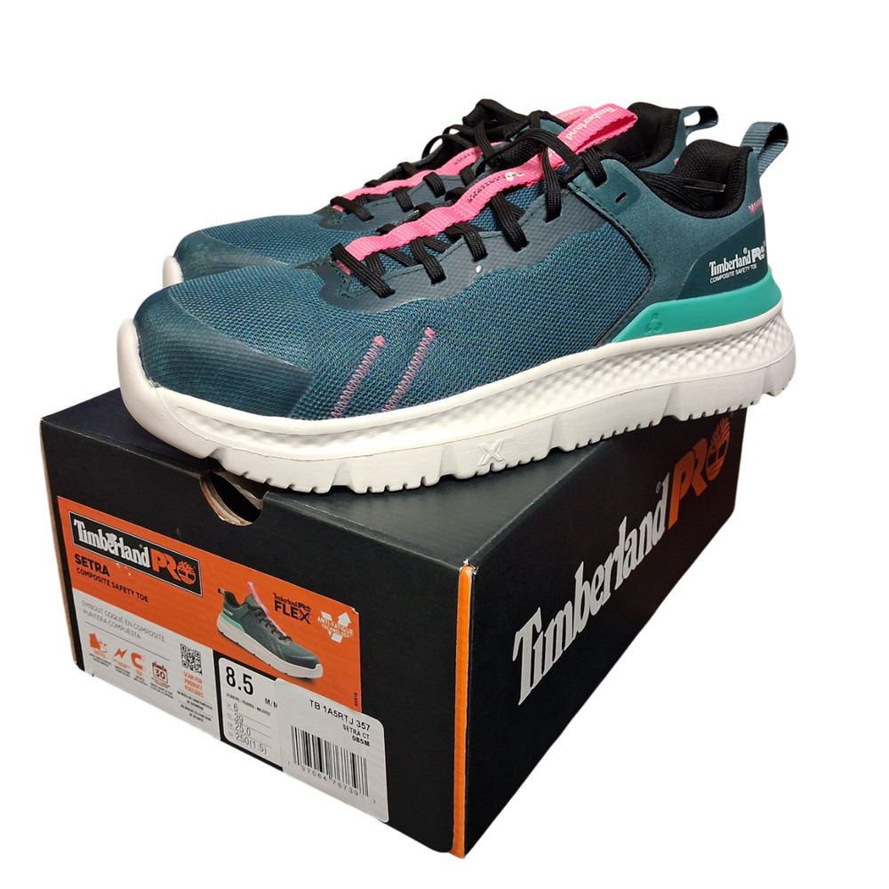 Timberland PRO Womens Setra Composite Toe Work Sneaker Green Teal Pink 8.5M